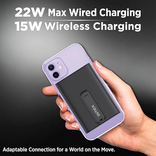 Image of Intex Strong Nova QCPD 10K Poly 10000mAh Wireless Power Bank with 22.5W Fast Charging, 15W Wireless Charging, Type-C Input Output, Built-in Stand, LED Indicators (Dark Grey)