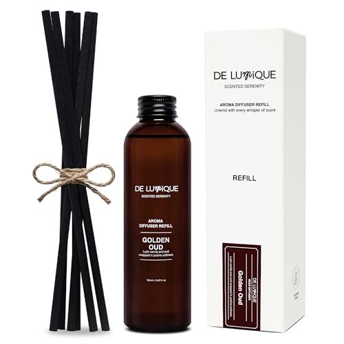 DE LUMIQUE Golden Oud Scent Reed Diffuser Refill, Premium Essential
