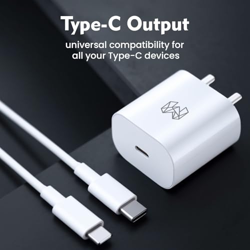 Image of MOOSH 30W Charger BIS Certified Type C Adapter for iPhone 15 /15 Plus /15 Pro /15 Pro Max,14 /14 Plus /14 Pro /14 Pro Max,13 /12 /11 Series with PD 3.0 USB-C Fast Charging Adaptor (White)