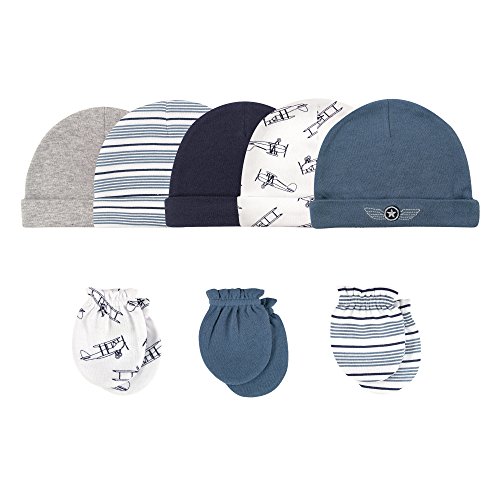 Image of Hudson Baby Unisex Baby Cotton Cap and Scratch Mitten Set