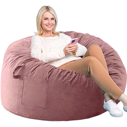 Image of Bean Bag Chairs, Memory Foam Stuffing Bean Bag Chair for Adults /Teens /Kids, Velvet Lazy Sofa Furniture with Removable High-Rebound Memory Foam for Living Room Bedroom College Dorm