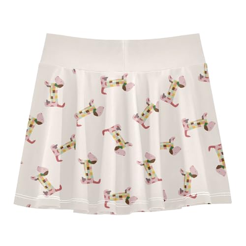 Girls Skorts High Waist Athletic Skirts with Shorts Cute Dachshund Stretchy Teens Performance Tennis3