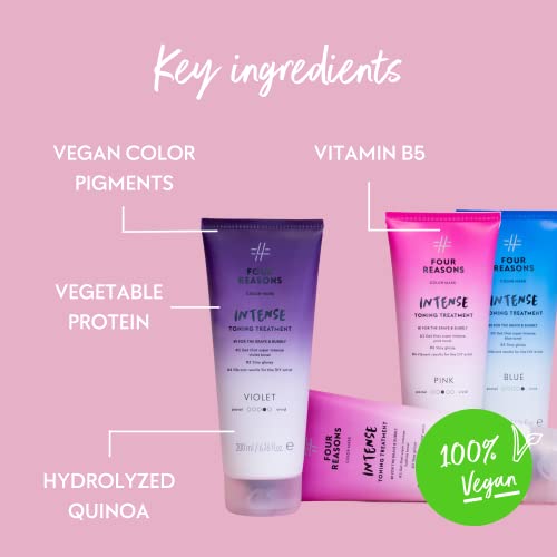 Image of Four Reasons Color Mask INTENSE Pink (27 Colors) - Color Depositing Conditioner - Semi Permanent Hot Pink Hair Dye for Lightened and Colored Hair - 100% Vegan, 6.76 fl oz