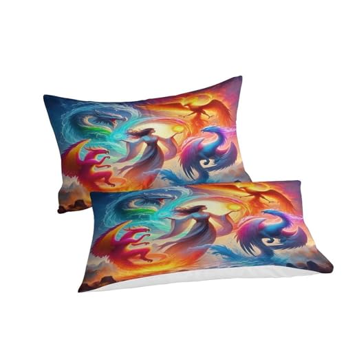 Ensemble de lit imprimé en 3D dragon housse 260x220cm avec fermeture éclair cachée