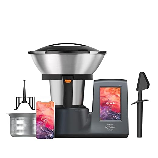 Taurus Mycook Touch Robot de Cocina, wifi, 1600 W, 2 L, hasta 140 grados, multifunción, más de 8000 recetas, Vaporera 2 niveles y cestillo de inox 29x36x26cm, Color Gris