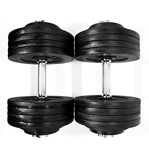 MTN Gearsmith New one Pair of 40 50 60 105 200 Lbs Adjustable Black Paint cast Iron Dumbbell kit with Stainless Steel Handle (200 LB)