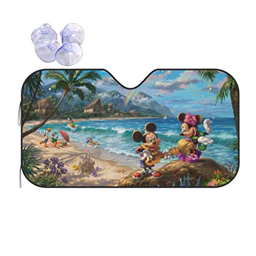 ミッキーマウス サンシェード 車 フロントサンシェード 遮光 断熱 吸盤 紫外線対策 日除け 夏 キャラクター アニメ グッズ 雑貨 かわいい おしゃれ 車内 130×70cm 140×76cm