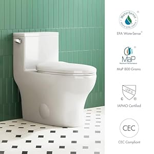 Eridanus One Piece Toilet Elongated With Soft Closing Seat, Comfortable ADA Compliant 17" Chair Height Seat, Powerful & Quiet Left Side Trip Lever Flush (1.28 GPF), 12" Rough-In Eridanus One Piece Toilet Elongated With Soft Closing Seat Comfortable ADA Compliant 17 Chair Height Seat Powerful Quiet Left Side Trip Lever Flush 128 GPF 12 Rough In