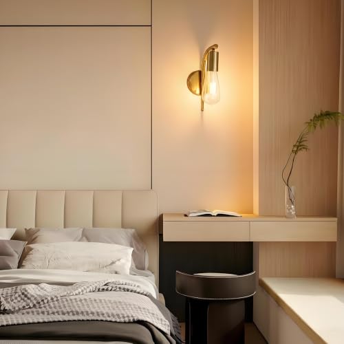 Aplique pared interior sofisticado estilo retro vintage con acabado metálico dorado duradero 6