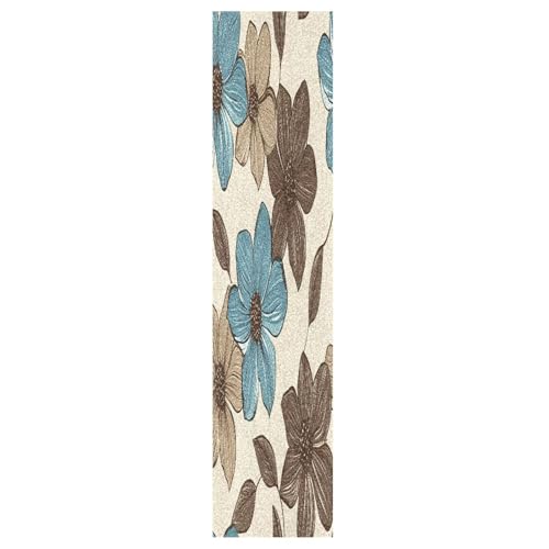 BOESI Graffiti Blue Brown Flower Skateboard Anti-Skid Tape Paper, No Bubble Anti-Skid 33.1 