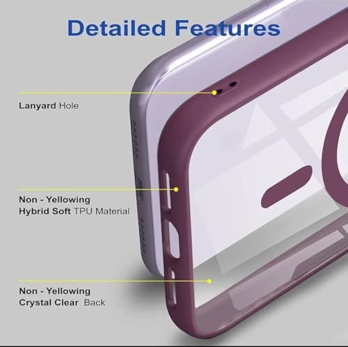 Image of Protective Phone Cover Compatible for iPhone 13 Case Silicone Case Support Mag-Safe Charging Transparent Scratch-Resistant Back Cover - Wine Color