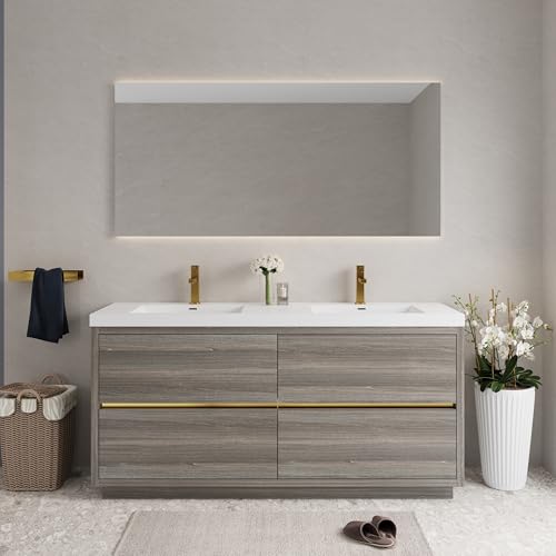 VISRACK 72" Freestanding Bathroom Vanity with Sink - Stone Resin