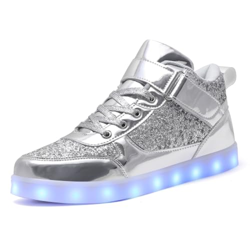 Image of SANYES LED Light Up Shoes for Men Women, USB Rechargeable High Top Glowing Sneakers, Luminous Dancing Shoes