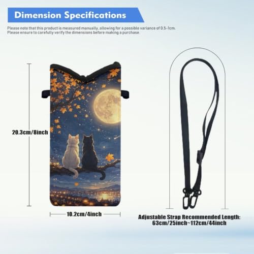 Image of Travel Crossbody Cell Phone Purse Waterproof Mini Smartphone Shoulder Bag Lightweight Cellphone Bag for Phone, Keys, Power Bank, 8 x 4 inch, Cat Moon Night Pattern