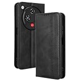 Dedux Portafoglio Custodia Cover per ZTE Nubia Focus 2 5G, Cover Biglietti Visita Pelle Retro con Chiusura Magnetica Premium Pu Flip. Nero