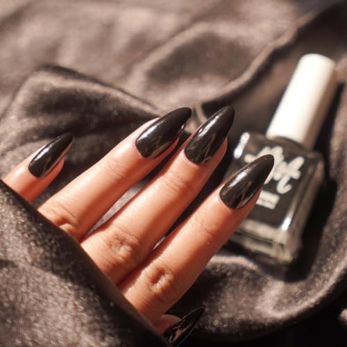 Image of Nails & More Black Nail Polish, Argan Oil-Infused Gel Shine, Jet Black Nails, High-Shine, bold dark look | 10ml
