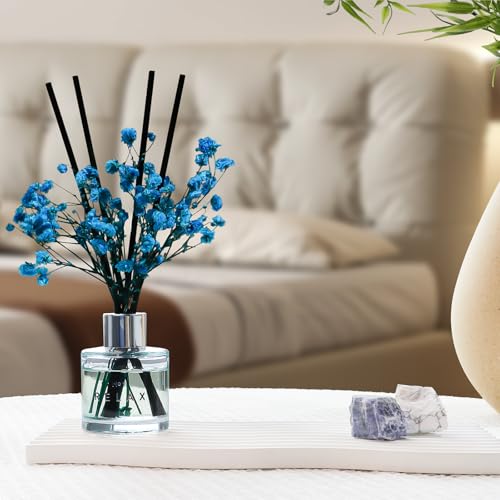 Freesia Jasmine White Tea Reed Diffuser Set, 3.4 oz Scent Diffuser with Dried Flower for Bathroom Small Place, Last up to 60 Days