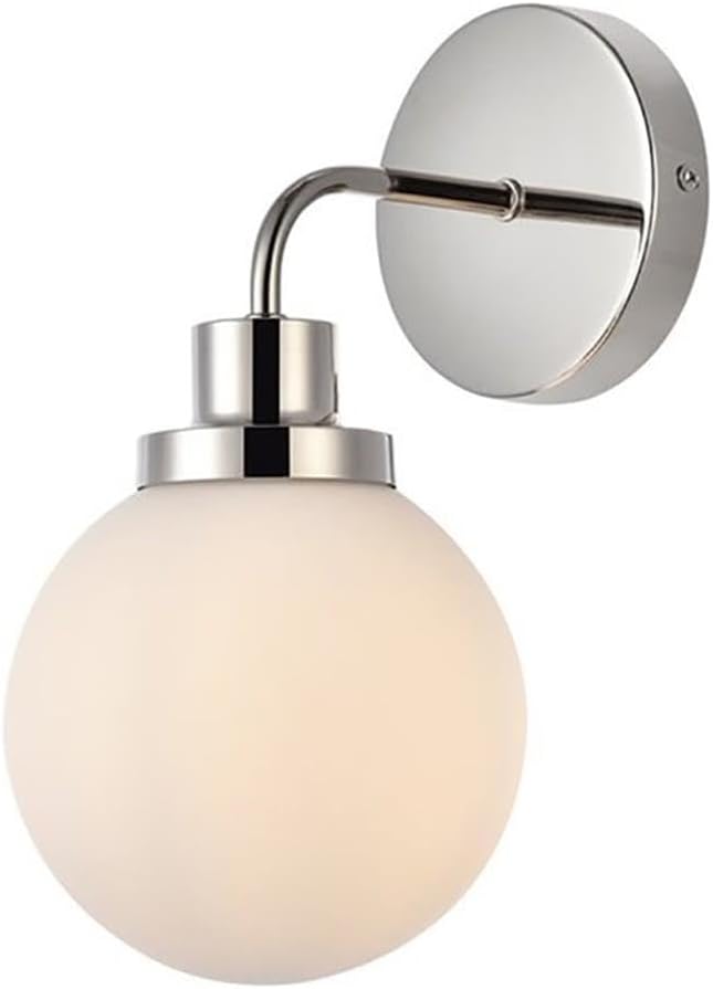 Hanson 1-Light Metal Bath Sconce in Polished Nickel and Frosted
