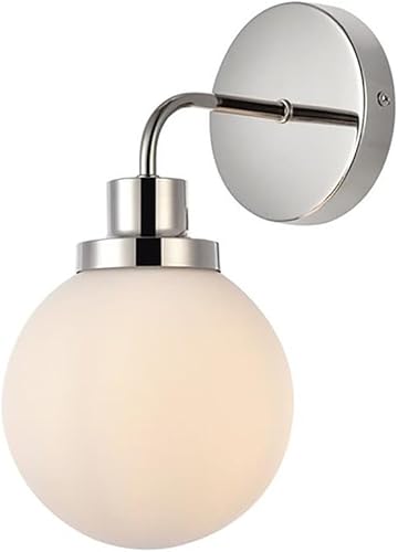 Hanson - Aplique de baño de metal con 1 luz en níquel pulido y esmerilado disponible en Yaxa El Salvador