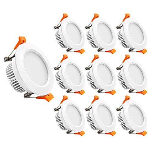 YGS-Tech 3.5 Inch LED Recessed Lighting Dimmable Downlight, 7W(55W Halogen Equivalent), 3000K Warm White, CRI80, LED Ceiling Light with LED Driver (10 Pack)