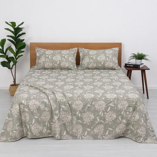 Image of Bedsheet for King Bed Include Pillow Covers | Ivory Bloom Elegance Premium Bedding | Pure Cotton 144 Thread Count|108x108 inch - Ivory Bloom Elegance
