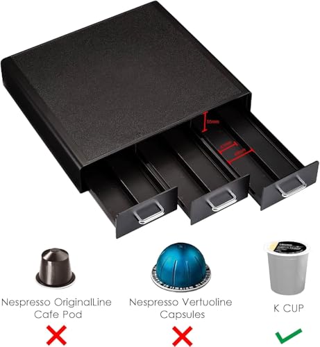 Image of Amazon Basics K-Cup Compatible Coffee Pod Storage Drawer, 3 Easy-Open Drawers, 36 Pod Capacity, Black