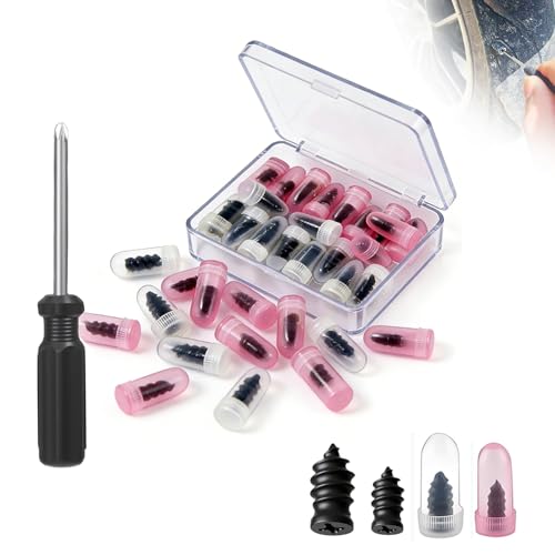 Image of Tire Repair Rubber Nail Kit with 2 Sizes, 2026 New Fast Self-Service Tire Repair Tools, Emergency Tire Repair for Car Truck, Tire Repair Screws for Tubeless Tires (60PCS,with Screwdriver)