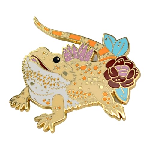 Image of Enamel Pin,Lizard With Flower Lapel Pin,Kawaii Animal Badge,Cute Pet Brooch,Decor DIY,Gift For Animal Lovers Teens Friends Family,Denim Jacket Canvas Bag Jeans Backpack Accessory