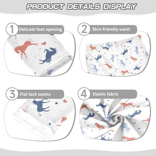 ZZKKO Girls Leggings Cute Cartoon Horses with Hearts Toddler Girls Clothes Leggings for Girls Toddler Girls Leggings 3-4T3