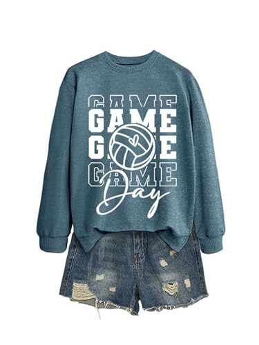 Game Day Sweatshirt Women Volleyball Mom Shirt Graphic Sweater Long Sleeve Pullover Crewneck Tops2