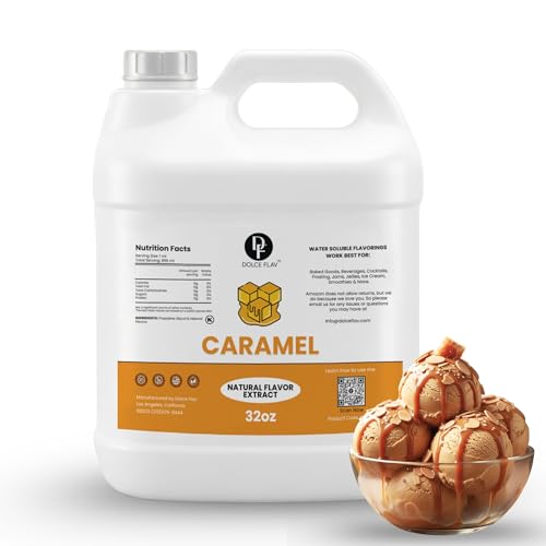 Image of Dolce Flav Caramel Flavoring 32 oz - Bulk Caramel Extract for Coffee Shops, Ice Cream Franchises & Foodservice