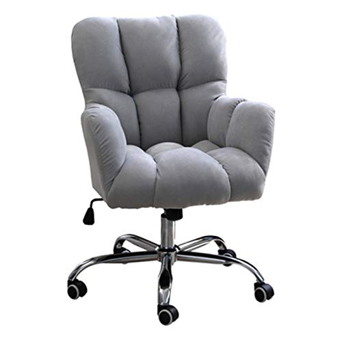 Silla de Oficina Moderna de Terciopelo con Respaldo Medio y apoyabrazos, Silla ergonómica de Escritorio para niñas, Bonita Silla giratoria Rosa para Ordenador para el Ocio