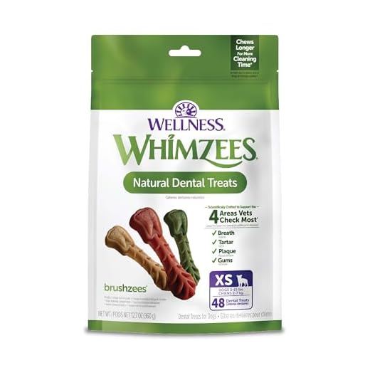 Whimzees Wellness Brushzees Dog Dental Treats, Extra Small Size Stick, (48 Count)
