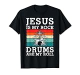 Jesus Is My Rock Drums Are My Roll Christian Drummer T-Shirt