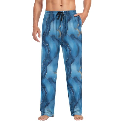 Blue Marble Men’s Pajama Bottoms Soft Lightweight Lounge Pants with Elastic Drawstring Waist