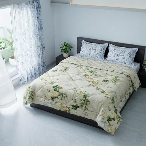 Image of Mafatlal Tulip Premium 120 GSM Quilted Comforter for Double Bed | Best Comforter for Hot Weather, All Season Use & Sofa Blanket | 90 x 100 Inch | Toasted Beige 1