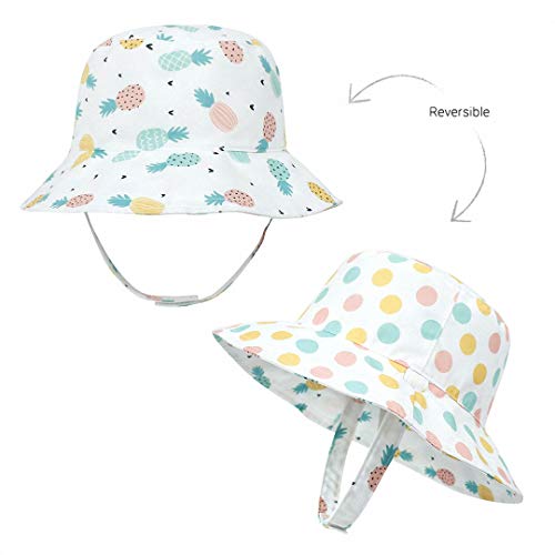 MaxNova Toddler Sun Hat Summer UPF 50+ Double-Side-Wear Reversible Bucket Hat for Baby2