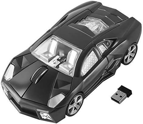 FIRSTMEMORY Car Mouse Wireless, 2.4G Cool Sport Race Car Mouse Novelty Optical Car Computer Mouse, 1600 DPI for PC Laptop Desktop (Black)