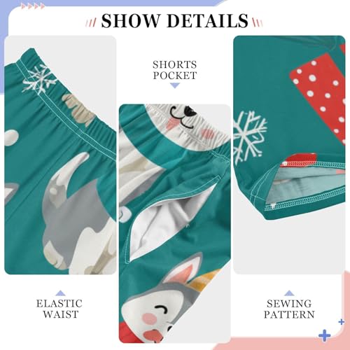 Husky Christmas Snow Boys Long Pants Soft Trousers Elastic Waist Kids Lounge Bottoms with Pockets S-XL4