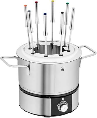 WMF Lono - Fondue hasta 8 personas de 1400W, de acero inoxidable compacta, 1.2 Litros, ajuste de temperatura, temperatura ajustable, indicador LED