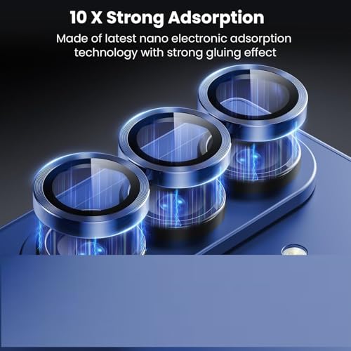 Image of Skinomi Camera Lens Protector Compatible with Samsung Galaxy Z Fold 7 [Anti-Scratch] Premium Tempered Glass Film Aluminum Alloy Lens Ring Cover- Titanium Blue