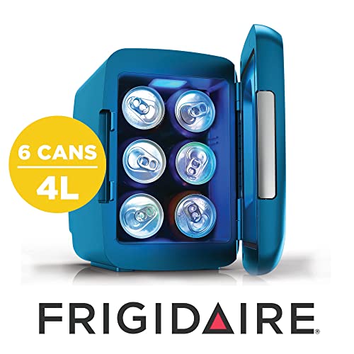 Frigidaire Gaming Light Up Mini Beverage Refrigerator, 6 can, 4 liters, Cooler with large see through door and LED lights Perfect for Gaming Experience, Home, Office, or Cars.12V Charger (Blue) by Frigidaire - Image 3