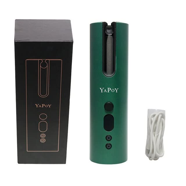 Electric Hair Brushes - Automatic Ceramic Hair Iron for Hair Waver Wand Curling Wand Curlers Cordless USB chárgíng Curler Iron (Green Chína)