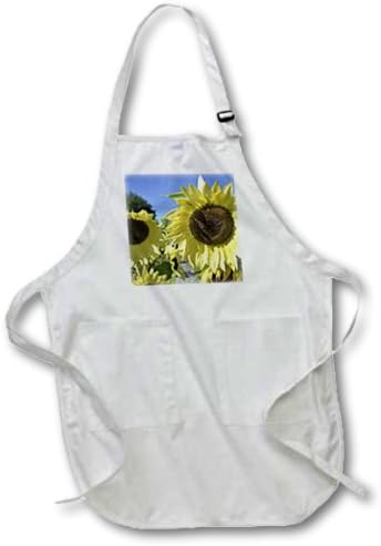 3dRose Yellow Garden of Sunflowers- Flowers- Floral Photography - Full Length Apron, 22 by 30-Inch, White, with Pockets (apr_37547_1)