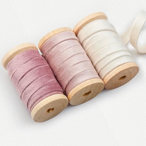 Garbendy Velvet Ribbon Set 3/8' Wide 3 Rolls * 5Yd...