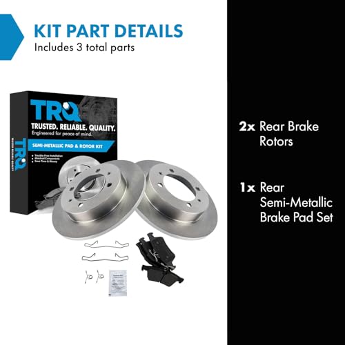 Image of TRQ Rear Brake Pad and Rotor Set Semi Metallic Rotors Compatible with 2004 Volvo S40