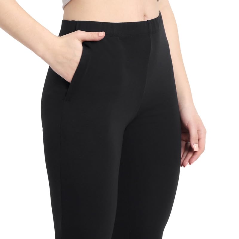 Image of ONE SKY Women Full Length Leggings | Cotton Modal Spandex Blend | High Waist Stretchable & Bio-Washed Fabric | Colour-Lock Technology | Comfortable Leggings for Women