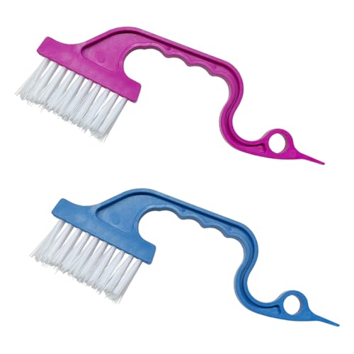 ZIMISI 2PCS Car Crevice Cleaning Brush, Window Cleaner Tool, Plastic Detailing Brush with Ergonomic Handle, Hard Bristle Window Track Cleaner, Car Cleaning Tools for Home, Bathroom (Blue/Rose Red)