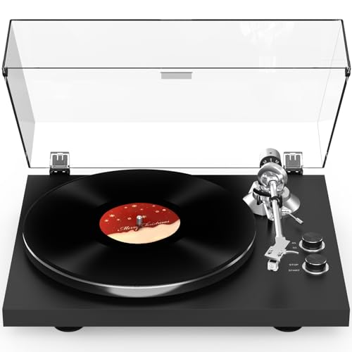Tocadiscos de Vinilo Bluetooth, Reproductor de Discos de Vinilo con Conectividad de Salida Inalámbrica, Tocadiscos Transmisión por Correa de Alta Fidelidad con Cartucho Magnético Móvil 33/45 RP