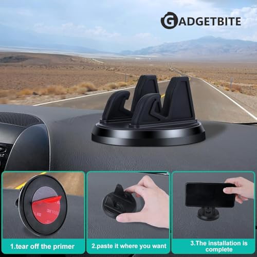 Image of Car Mobile Holder for Dashboard Universal 360 Degree Rotation Phone Stand for Car Anti Slip Silicone Mount For Car With Adhesive Cup Strong Grip Mount Single Hand Use Shockproof Build Car Mobile Stand